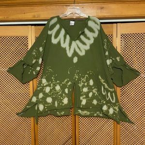 Oh My Gauze! Funky art dyed Tunic-Olive O/S (232)